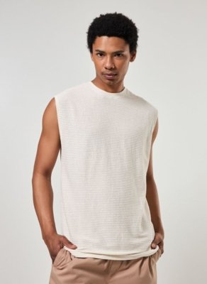 Regata Linho Off-White Texturizada