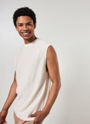Regata Linho Off-White Texturizada