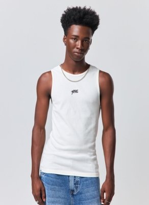 Regata Slim Ribana Off‑White Bordado
