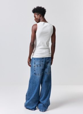 Regata Slim Ribana Off‑White Bordado