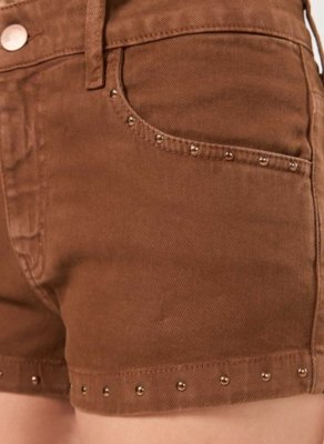 Short Micro Sarja Marrom