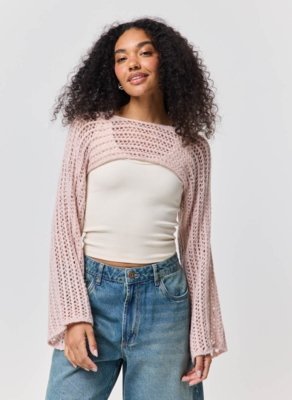 Super Cropped Tricô Rosa