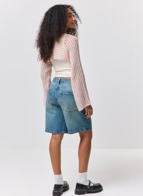Super Cropped Tricô Rosa