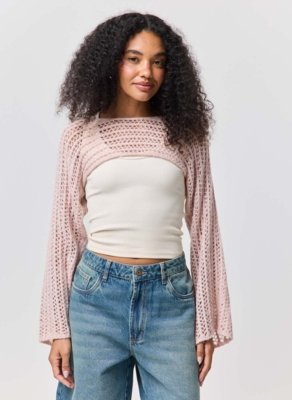 Super Cropped Tricô Rosa