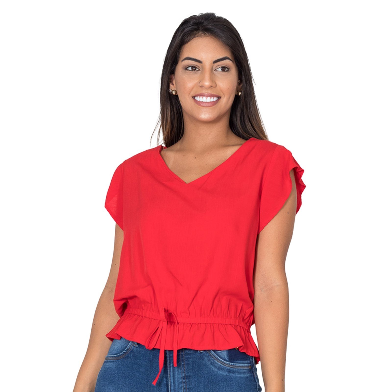 blusa com elastico no decote