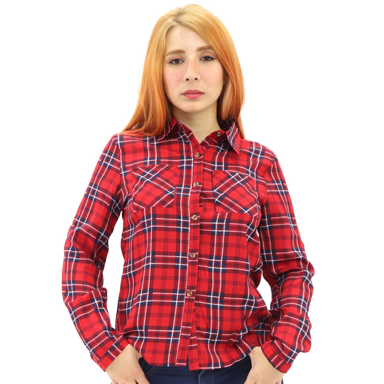 Camisa Feminina Xadrez Vichy Manga Longa E Bolsos Frontais - Compre Agora -  Feira da Madrugada SP