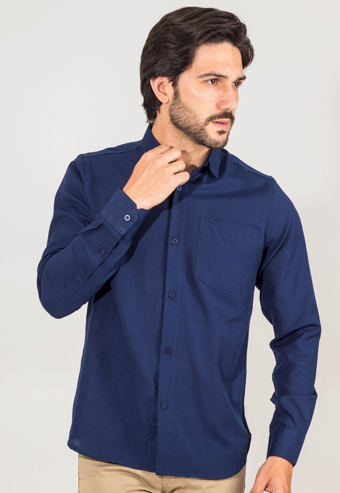 camisa social masculina tricoline