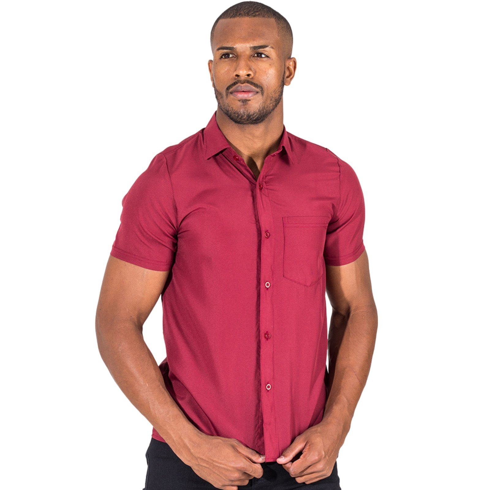 Camisa social masculina hot sale vermelha manga curta