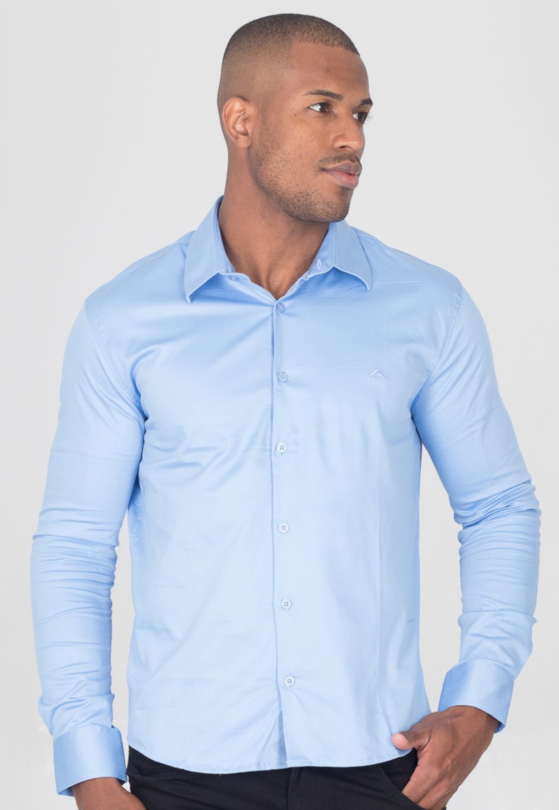 Camisa masculina slim store fit manga longa