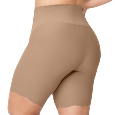 Bermuda Modeladora Plus Size Cós Duplo Corte a Laser Invisible Bege