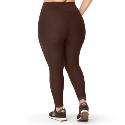 Calça Legging Fitness Plus Size Jacquard Cós Ribana Marrom