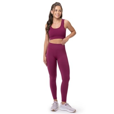 Calça Legging Fitness com Detalhe Anatômico Marsala