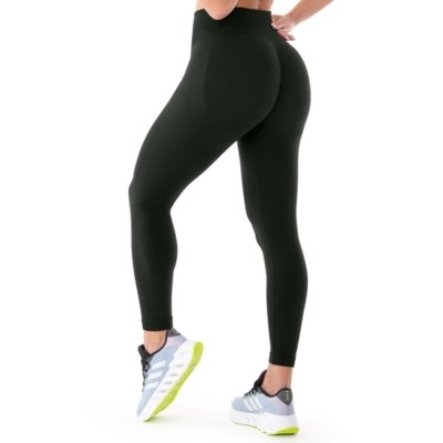 Calça Legging Fitness com Detalhe Anatômico Preta