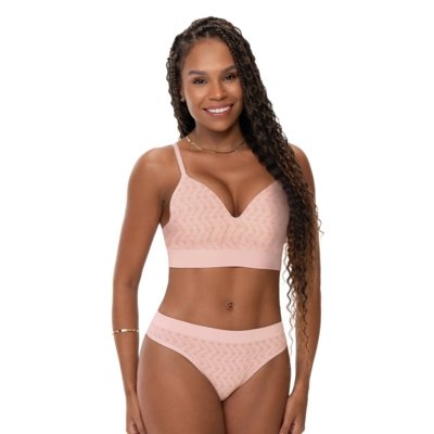 Calcinha Biquini Anatômica Jacquard Little Flowers Macio Rosa
