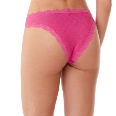 Calcinha Biquíni Com Renda Sem Costura Rosa Brilhante