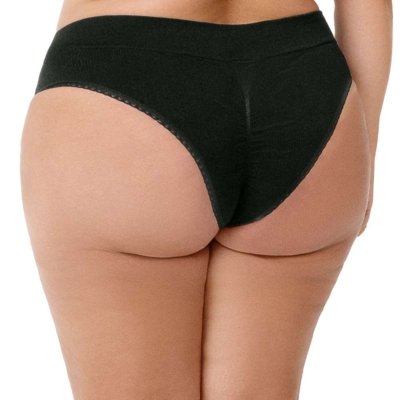 Calcinha Biquíni Jacquard sem Costura Plus Size Preto Zee Rucci