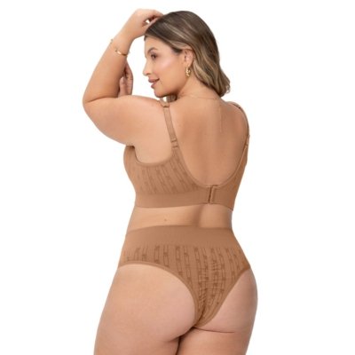 Calcinha Biquini Plus Size Cós Alto Anatômica Bege