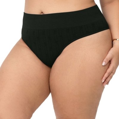 Calcinha Biquini Plus Size Cós Alto Anatômica Preto