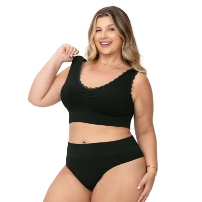 Calcinha Biquini Plus Size Cós Alto Anatômica Preto