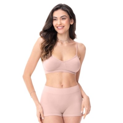 Calcinha Boxer Cós Intermediário sem Costura Blush