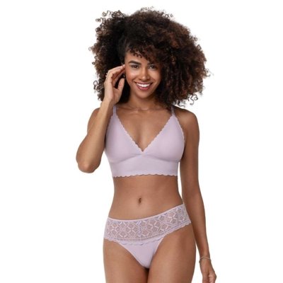 Calcinha Fio Duplo com Renda Lilás Matte Zee Rucci