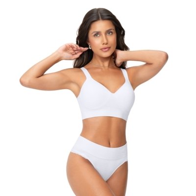 Calcinha Fio com Renda Cós Alto Branco