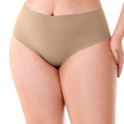 Calcinha Tanga Plus Corte a Laser Bege