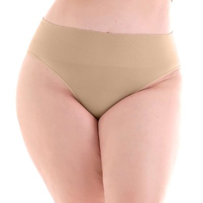 Calcinha Tanga Plus Cós Alto sem Costura Bege Zee Rucci