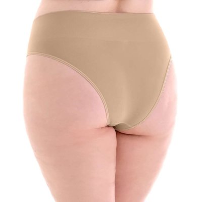 Calcinha Tanga Plus Cós Alto sem Costura Bege Zee Rucci