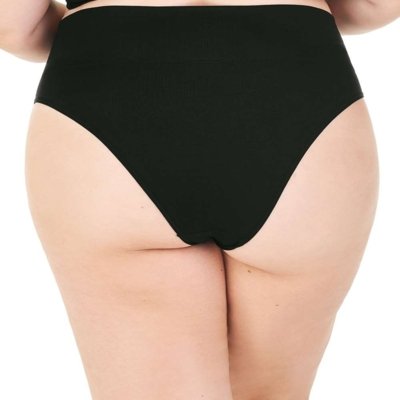 Calcinha Tanga Plus Cós Alto sem Costura Preta Zee Rucci