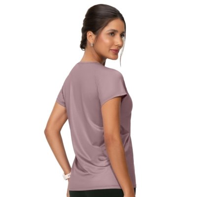 Camiseta Fitness Manga Raglan Lisa Lilás