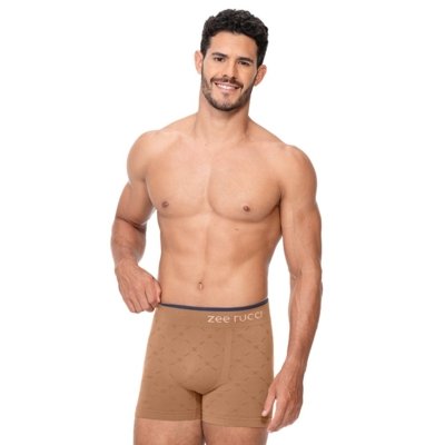 Cueca Boxer Detalhes Jacquard Bege