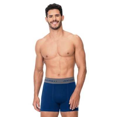 Cueca Boxer Jacquard Sem Costura Azul