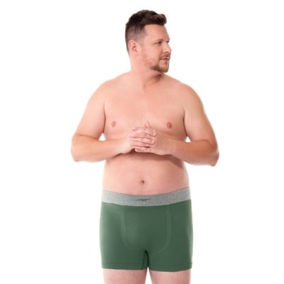 Cueca Boxer Plus Size Jacquard sem Costura Verde Floresta