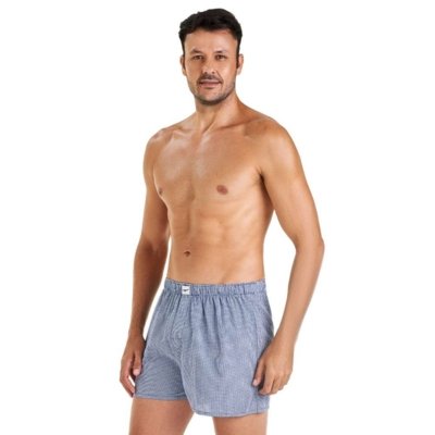Cueca Samba Canção Quadriculada Azul Safira