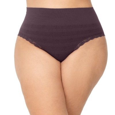Kit 2 Calcinhas Biquíni Plus Size Com Renda Sem Costura Preto e Roxo