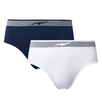Kit 2 Cuecas Slip sem Costura Azul e Branco