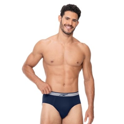 Kit 2 Cuecas Slip sem Costura Azul e Preto