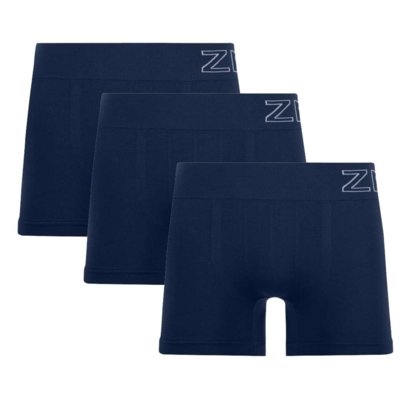 Kit 3 Cuecas Boxer Sem Costura Navy