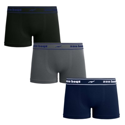 Kit 3 Peças Cueca Boxer Infantil Sem Costura