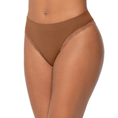 Kit com 2 Calcinhas Biquíni com Renda sem Costura Marrom e Bege
