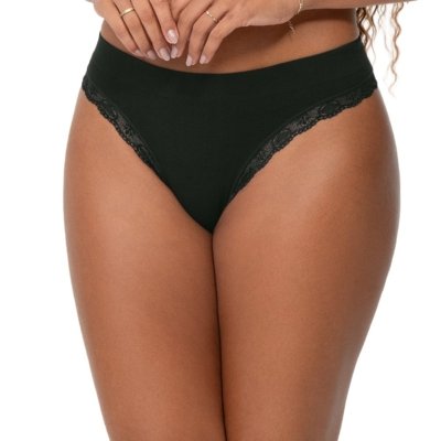 Kit com 2 Calcinhas Biquíni com Renda sem Costura Preto e Roxo