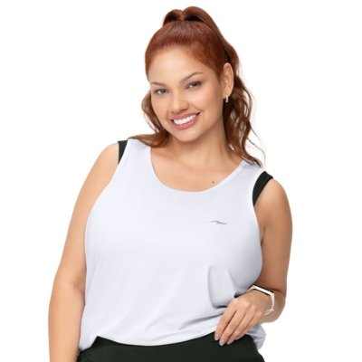 Regata Fitness Plus Alongada com Fenda Branco