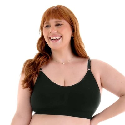 Sutiã Basic Plus Comfort Duplo Alças Largas Reguláveis sem Costura Preto Zee Rucci