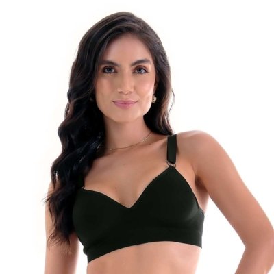 Sutiã Comfort Alças Largas e Reguláveis com Bojo sem Costura Preto Zee Rucci