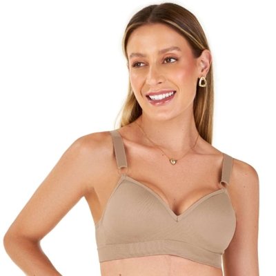 Sutiã Comfort Base com Bojo sem Costura Bege Zee Rucci