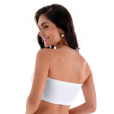 Sutiã Top Faixa Anatômico com Renda sem Costura Branco Zee Rucci
