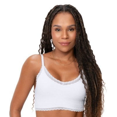 Sutiã Top com Renda e Bojo Removível Branco