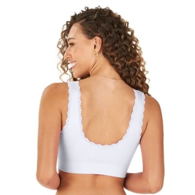 Sutiã Top com Renda e Bojo Removível sem Costura Branco Zee Rucci