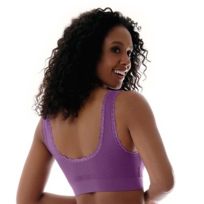 Sutiã Top com Renda e Bojo Removível sem Costura Roxo Zee Rucci